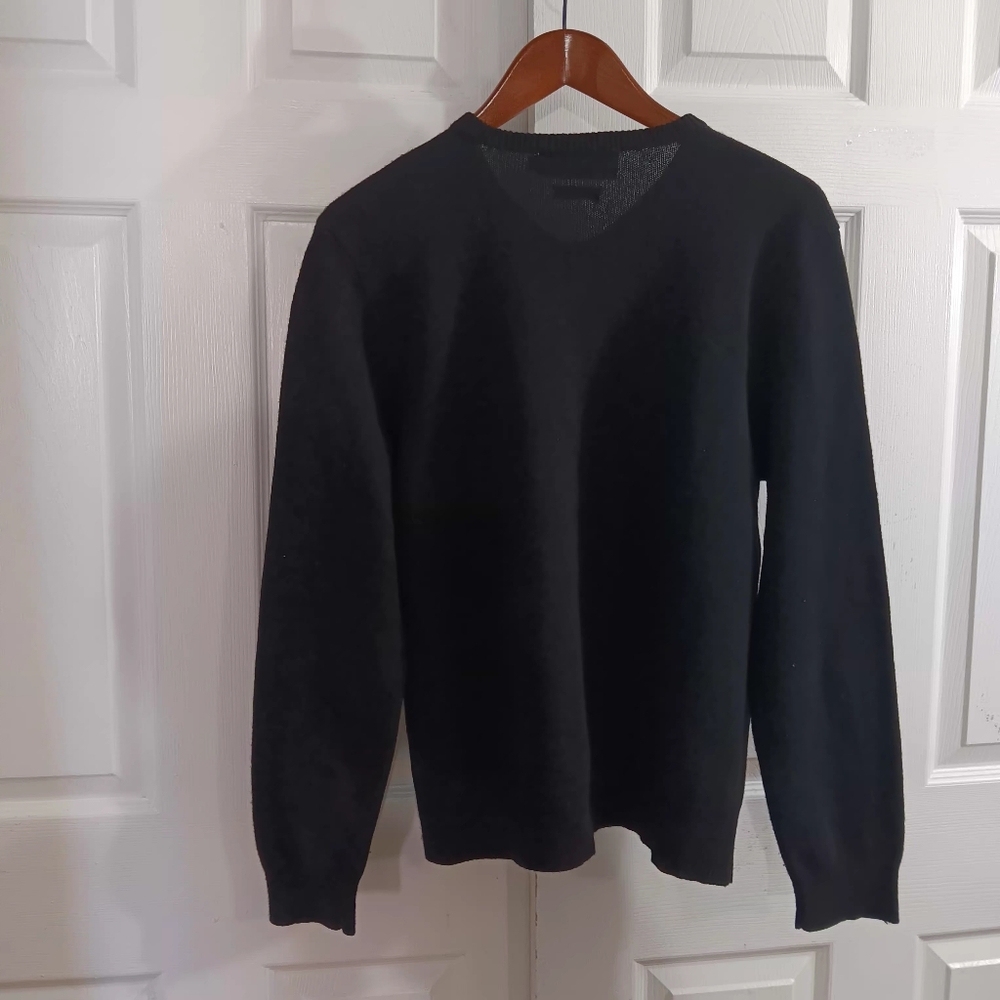Polo Ralph Lauren XL Men's Large V-Neck Black Sweater Lambswool Classic Preppy - Picture 2 of 7